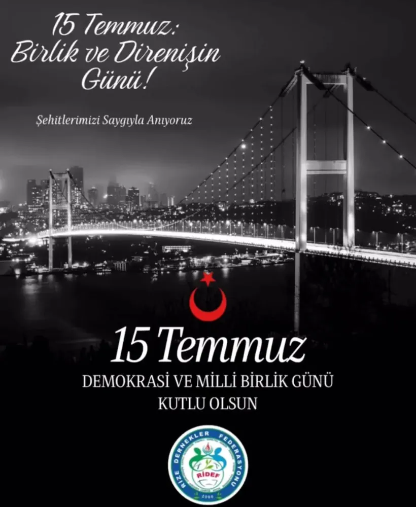 RİDEF; 15 Temmuz Demokrasi ve Milli Birlik Günü Mesajı